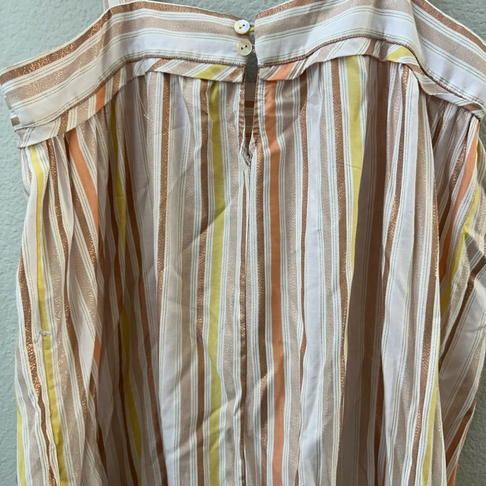 Anthro lemlem white pink metallic sleeveless a-line maxi dress women’s M - Picture 3 of 5